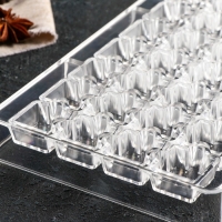 Форма для конфет и шоколада &laquo;Пазлы&raquo;, 20&times;12&times;2,5 см, 32 ячейки 2&times;2&times;0,8 см, цвет прозрачный