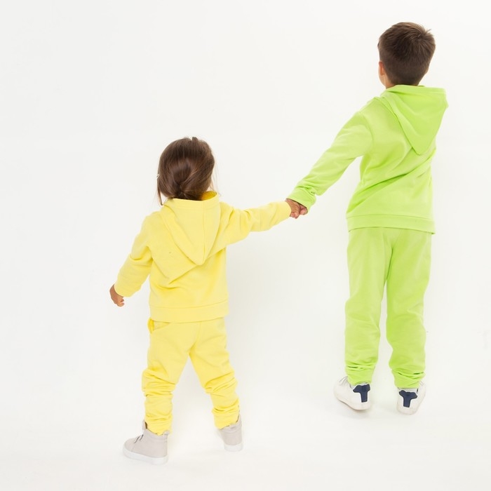 Костюм для девочки (толстовка, брюки) с НАЧЁСОМ, цвет жёлтый, рост 98 см