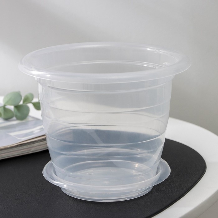 Горшок для орхидей с поддоном, 1 л, цвет прозрачный Горшок для орхидей с поддоном, 1 л, цвет прозрачный