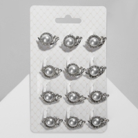 Брошь &laquo;Улиточка&raquo; с жемчужиной, цвет белый в серебре (неделимая фасовка 12 шт., цена за шт.)