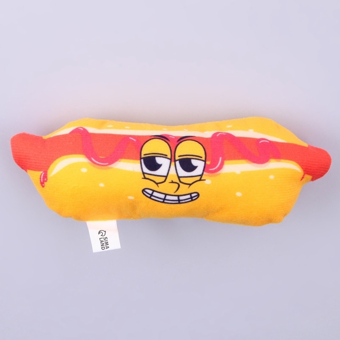 Игрушка для собак с пищалкой &laquo;&lrm;Хот-дог&raquo;&lrm; из текстиля, 18 х 7 см