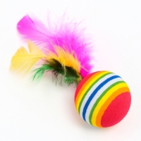 Шарик с перьями для кошек, 3,4 см, фасовка по 50 шт, микс цветов Шарик с перьями для кошек, 3,4 см, фасовка по 50 шт, микс цветов