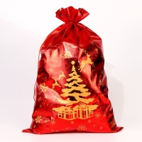Подарочный мешок Деда Мороза &laquo;Елка с подарками&raquo;, красный, 60 х 40см