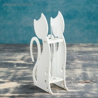 Кашпо деревянное 13&times;5.2&times;24.5 см с 1 колбой "Кошка", белый Дарим Красиво