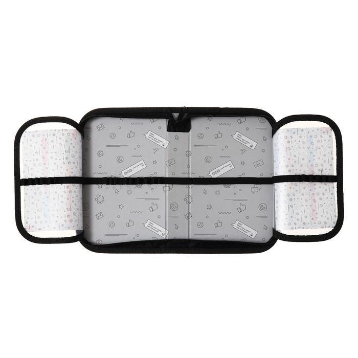 Пенал 1 секция, 130 х 210 х 40 мм, 2 откидные планки, тканевый, Calligrata TOP Content "Гейм Пиксели"