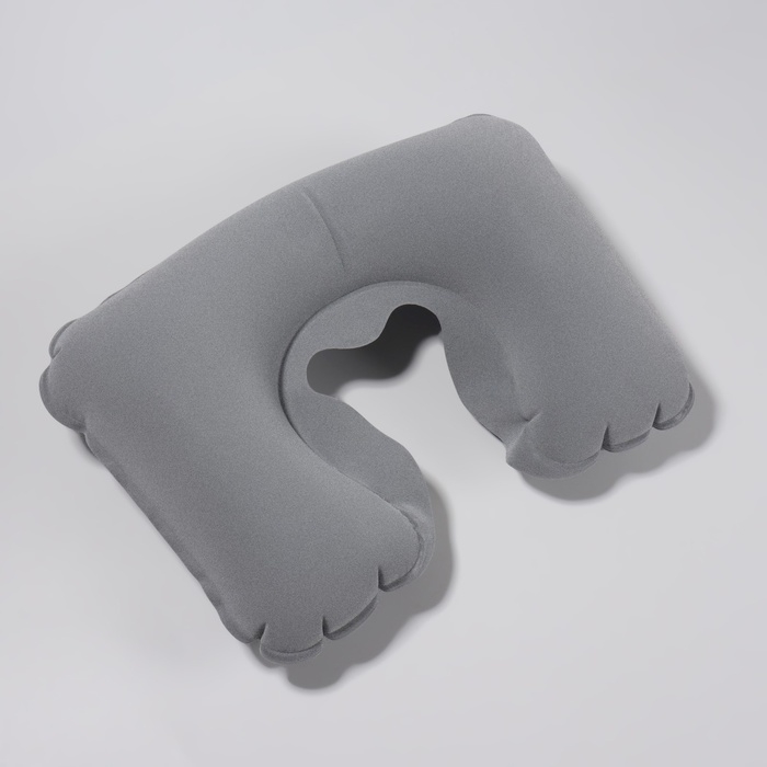 Подушка для шеи дорожная, надувная, 41,5 &times; 26,5 см, цвет серый