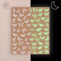 Наклейки для ногтей &laquo;Бабочки&raquo;, флуоресцентные, цвет белый