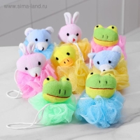 Мочалка детская с мягкой игрушкой Доляна &laquo;Зверята&raquo;, 20 гр, игрушка и цвет МИКС