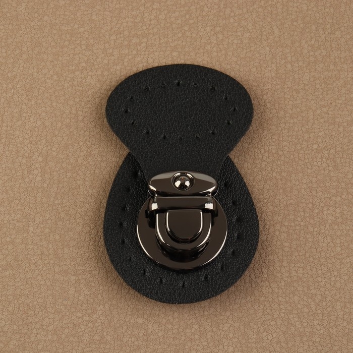 Застёжка для сумки, пришивная, 6 &times; 4 см, цвет чёрный/чёрный никель