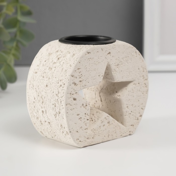 Подсвечник гипс, металл на 1 свечу "Звезда в камне" d=3,8 см 5х9,6х8,5 см