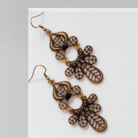 Серьги «Ажур» листья, цвет чёрный в чернёном золоте, 7,5 см Серьги «Ажур» листья, цвет чёрный в чернёном золоте, 7,5 см