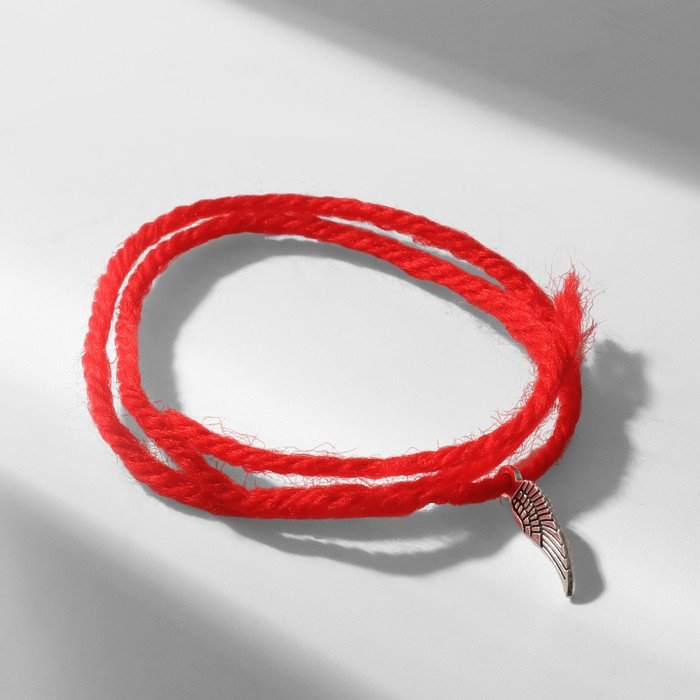 Браслет-оберег &laquo;Красная нить&raquo; покровительство и защита высших сил, крыло ангела, серебро, 40 см