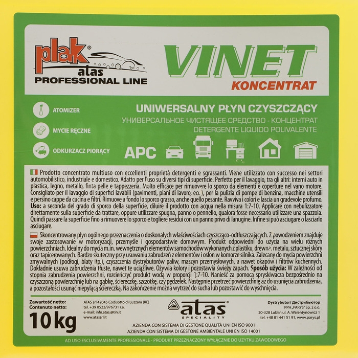 Средство для очистки салона ATAS Средство для очистки салона ATAS "VINET", универсальное, концентрат, 10 кг