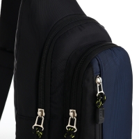 Сумка-слинг из текстиля, 3 наружных кармана, цвет синий Сумка-слинг из текстиля, 3 наружных кармана, цвет синий