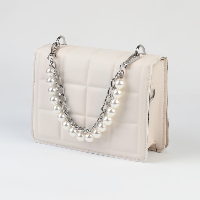 Цепочка для сумки, с жемчугом, d = 13 ± 1 мм, 2,3 × 16 × 11,5 мм, 29 ± 1 см, цвет серебряный Цепочка для сумки, с жемчугом, d = 13 ± 1 мм, 2,3 × 16 × 11,5 мм, 29 ± 1 см, цвет серебряный