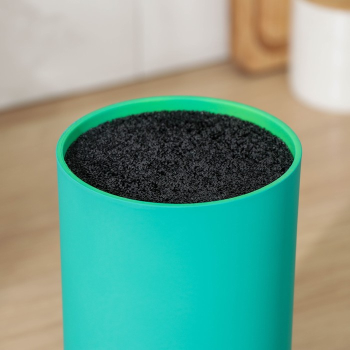 Подставка для ножей &laquo;Нео&raquo;, 22&times;11 см, с наполнителем, покрытие Soft-touch, цвет зелёный