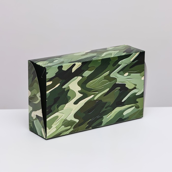 Коробка складная с окном под зефир Коробка складная с окном под зефир "С 23 февраля", 25 х 15 х 7 см