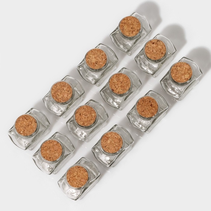 Набор стеклянных баночек для сыпучих продуктов с пробковой крышкой Доляна &laquo;Парфе. Звезда&raquo;, 50 мл, 6,6&times;6,8&times;3,9 см, 12 шт