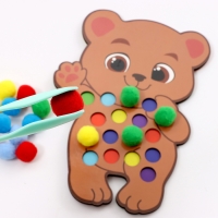 Сортер деревянный &laquo;Мишка&raquo; с помпонами и пинцетом, 15 х 21 см