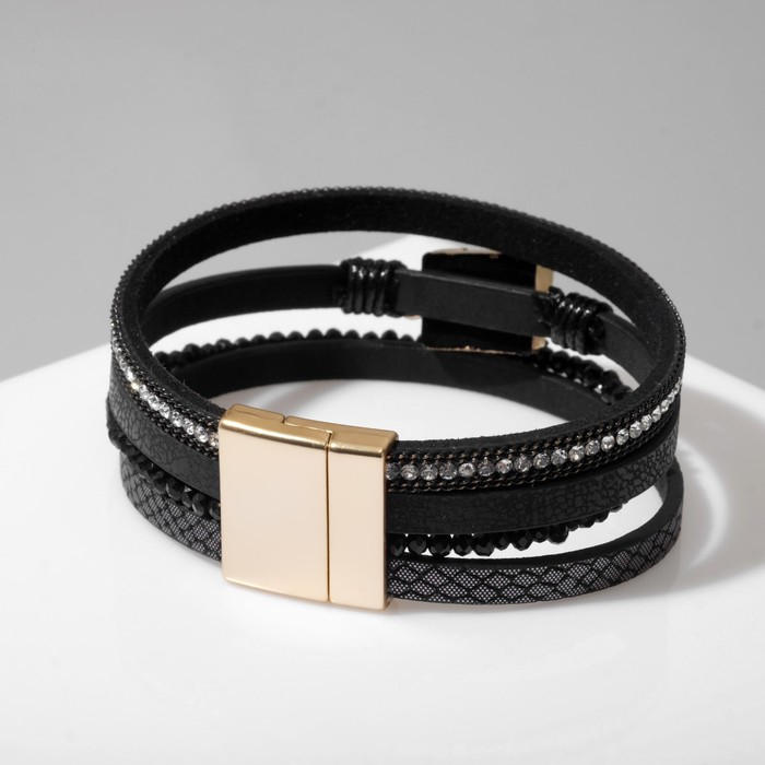 Браслет &laquo;На магните&raquo; нэйчурал, цвет бело-чёрный в серебре, 19,5 см