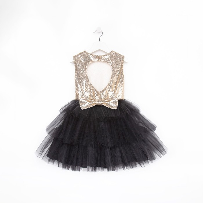 Платье нарядное для девочки с пайетками KAFTAN, размер 32 (110-116), цвет чёрный