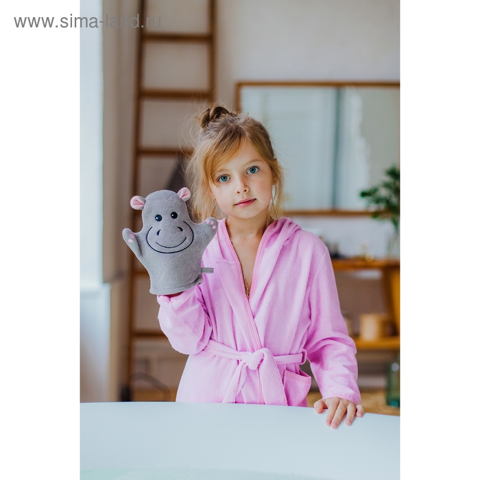 Мочалка - варежка детская для купания Доляна &laquo;Бегемотик&raquo;, 21 см