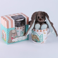 Набор "Зайка Lu" игрушка в кружке, заяц, 16 см Набор "Зайка Lu" игрушка в кружке, заяц, 16 см