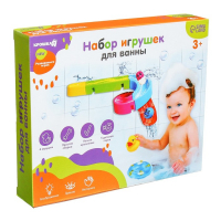 Игрушка для ванны &laquo;Водная горка&raquo;, 5 деталей, 4 игрушки, на присосках, Крошка Я