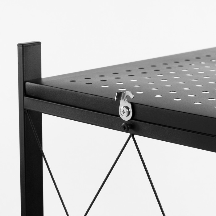 Стеллаж складной на колесах, 4 полки, 72&times;34&times;122см, цвет чёрный матовый