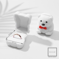 Футляр бархатный под кольцо &laquo;Мишка&raquo; 4,5&times;5&times;3,5, цвет белый