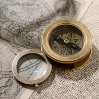 Компас "Компас и лупа" латунь 7х7х2,5 см Компас "Компас и лупа" латунь 7х7х2,5 см