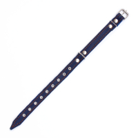 Ошейник комбинированный кожа/брезент, безразмерный, 56 х 2,5 см, ОШ 25-51 см, синий Ошейник комбинированный кожа/брезент, безразмерный, 56 х 2,5 см, ОШ 25-51 см, синий