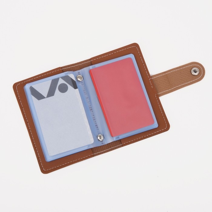 Визитница на кнопке на 24 карты, цвет коричневый Визитница на кнопке на 24 карты, цвет коричневый