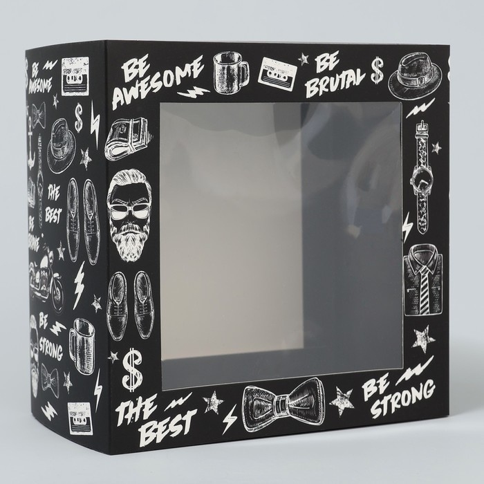 Коробка-фоторамка подарочная складная, упаковка, &laquo;Мужская&raquo;, 14 х 14 х 8 см