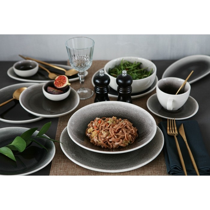 Блюдо фарфоровое для подачи Magistro &laquo;Сиам&raquo;, 26&times;23 см, цвет серый