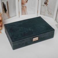 Подставка для украшений &laquo;Шкатулка&raquo; универсальная, флок, 28&times;19&times;6,5, цвет морской