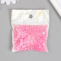 Бусины для творчества пластик "Ромб-кристалл голография розовый" набор 20 гр 0,4х0,4 см