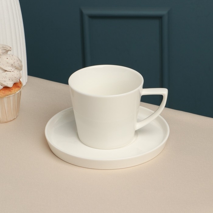 Чайная пара «Sola», 260 мл, белая, фарфор Чайная пара «Sola», 260 мл, белая, фарфор