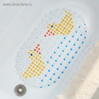 Коврик противоскользящий в ванну Доляна &laquo;Влюблённые уточки&raquo;, на присосках, 35&times;65 см