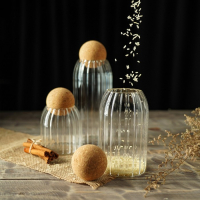 Банки стеклянные для хранения сыпучих продуктов &laquo;Эко&raquo;, 3 предмета: 400/700/1000 мл, с пробковой крышкой