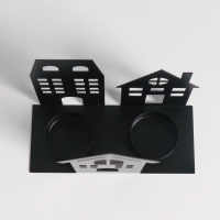 Подсвечник металл на 2 свечи "Домики" d=4 см 14,5х6х13 см