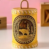 Туес "Лесной" (Медведь), D8,5 смхH(с хватком)14,5 см, береста