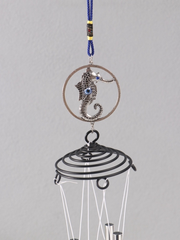 Музыка ветра металл от сглаза "Морской конек" 4 трубочки h=60см