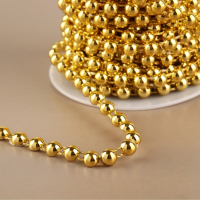 Бусы на нитях, плоские, 6 мм, 9 &plusmn; 1 м, цвет золотой