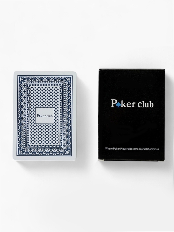 Карты игральные пластиковые 54 шт Poker Club, для игры в покер, 9 х 6 см, синяя рубашка