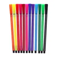 Фломастеры 12 цветов Полоски в тубусе Панда серая, вентилируемый колпачок