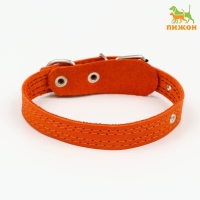 Ошейник кожаный с язычком прошитый, 2 х 40 см, ОШ 25-35 см , рыжий Ошейник кожаный с язычком прошитый, 2 х 40 см, ОШ 25-35 см , рыжий