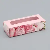 Коробка с обечайкой для 3 конфет, с окном &laquo;Праздничный букет&raquo;, 13&times;5&times;3.3 см