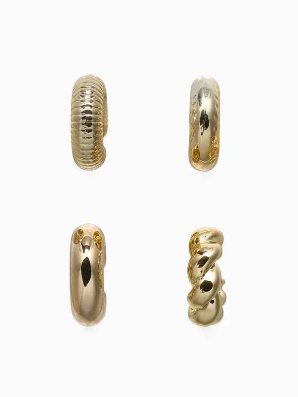Набор серьга и каффы "Бублики" набор 3 шт, цвет золото