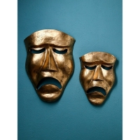 Набор фигур &laquo;Маска грустная&raquo;, полистоун, 60 см, 2 шт, цвет золото